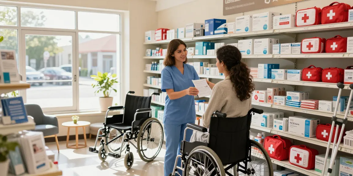 Customer receiving guidance in a medical supply store Canada, showcasing professional assistance with healthcare products.
